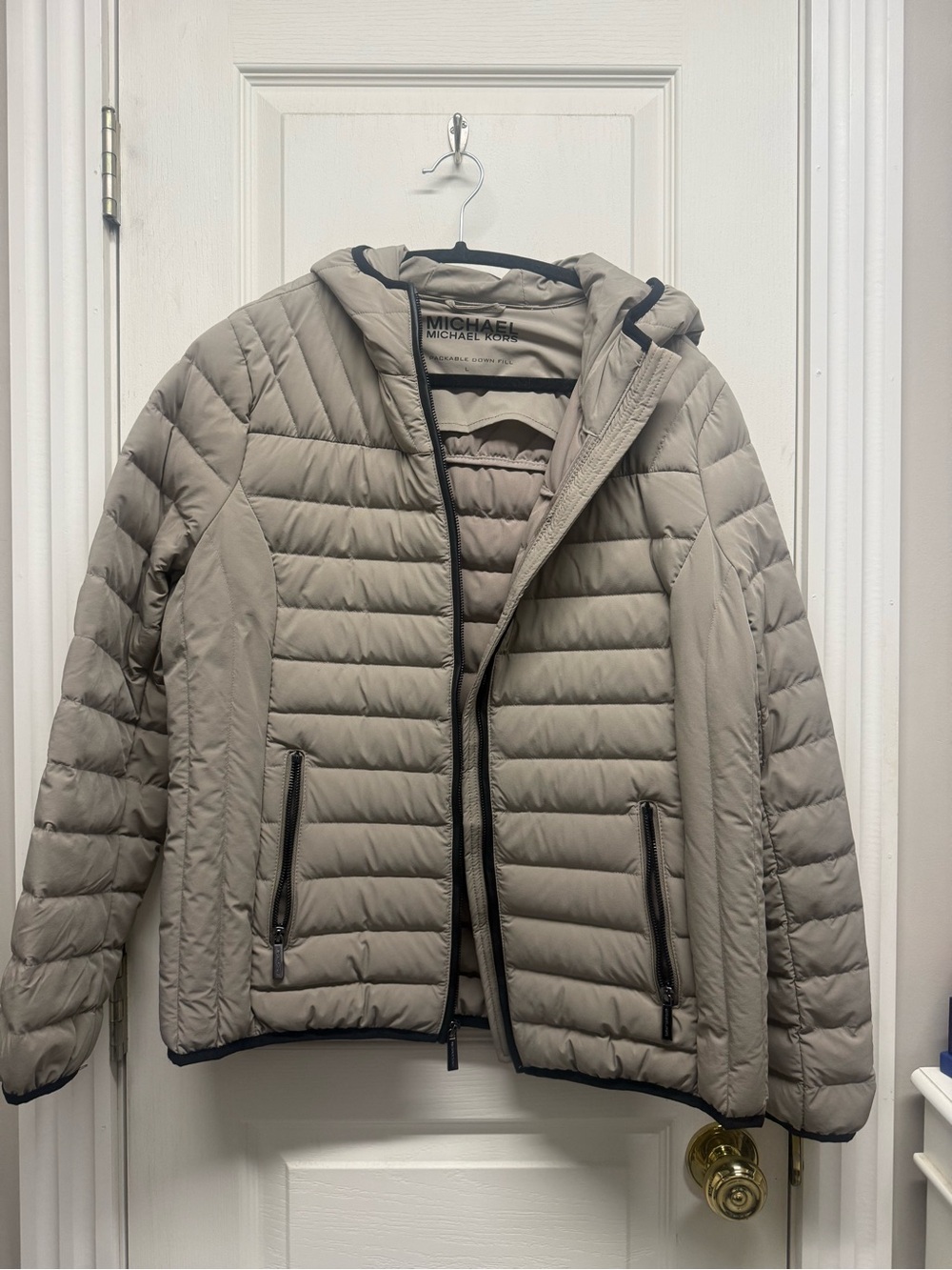 Michael Kors Women's Hooded Quilted Puffer Jacket — Taupe